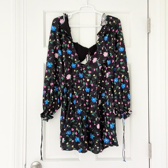 FOR LOVE AND LEMONS Lexy dress size S black floral longsleeve mini - Picture 5 of 8